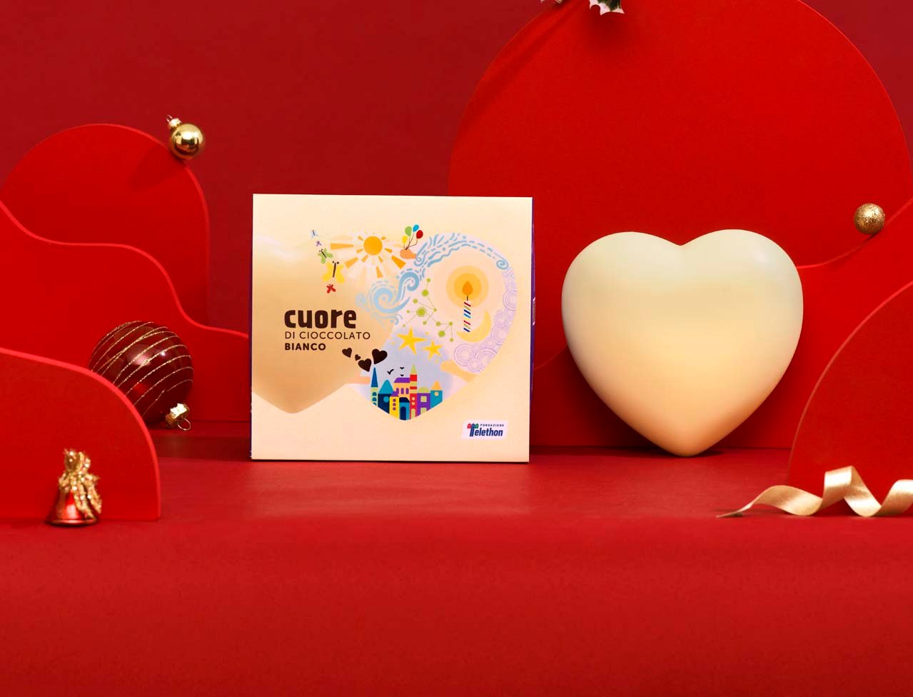 Cuore di cioccolato Telethon bianco 2023